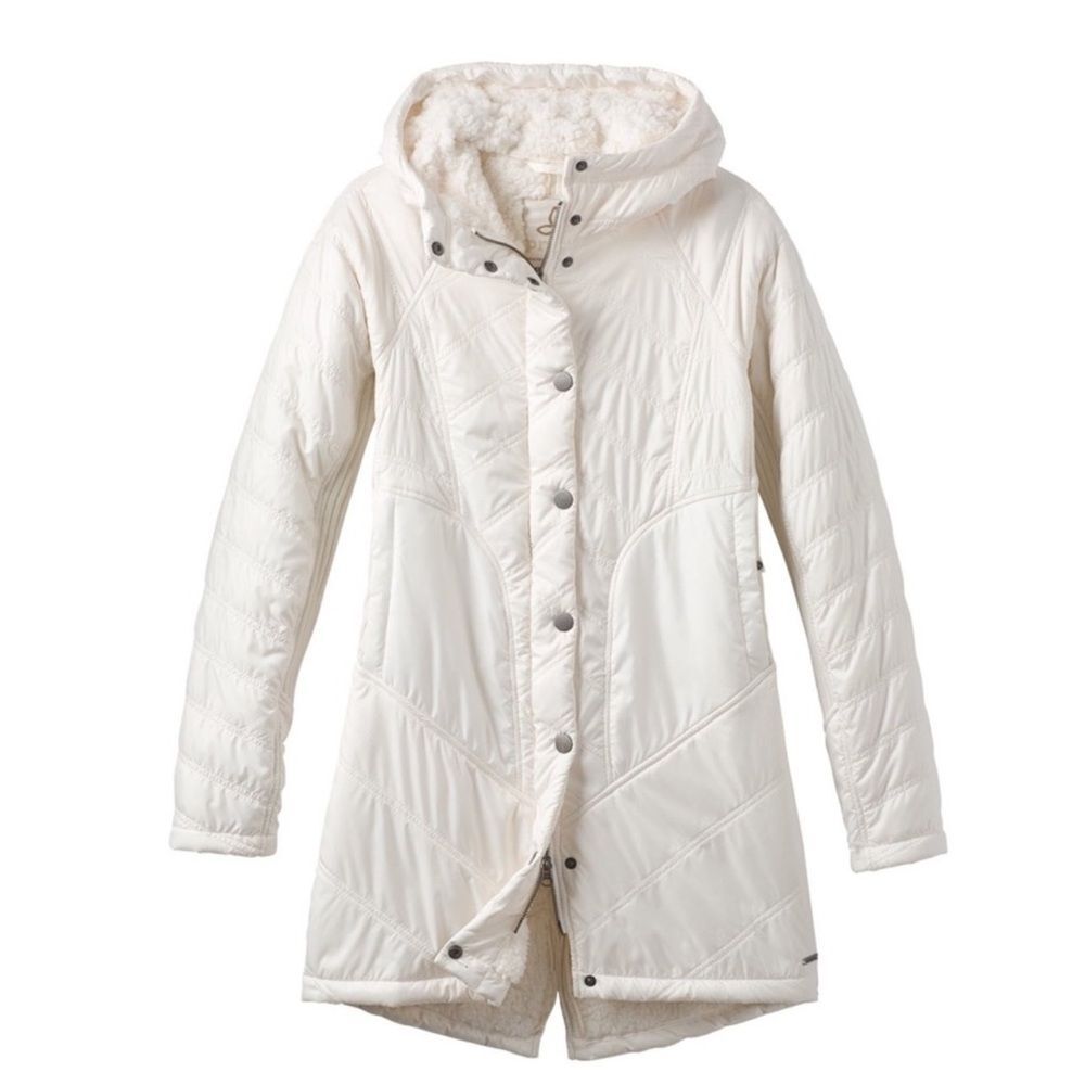 PRANA Diva Long Jacket Water Repellent Sherpa Coat, Size XL MSRP $179